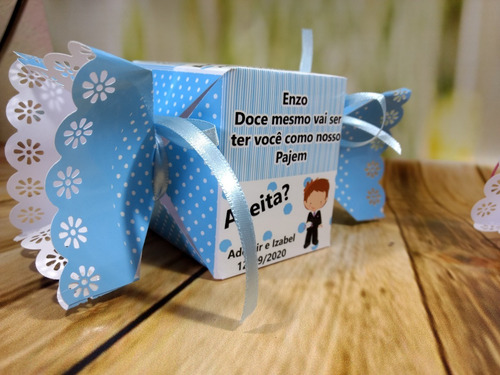 Imagem 4 de 8 de Caixa Personalizada Convite Dama/ Pajem/padrinhos-30unidades
