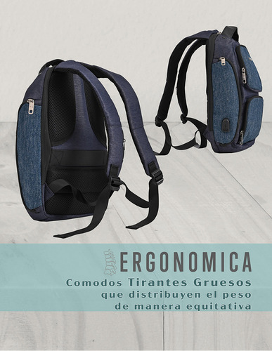 Mochila Para iPad Tablet Elegante Bonita Calidad Us Urban Color Azul Diseño de la tela Liso