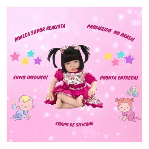 Boneca Reborn Baby Kiss Estilo Bebê Reborn Realista SID-NYL