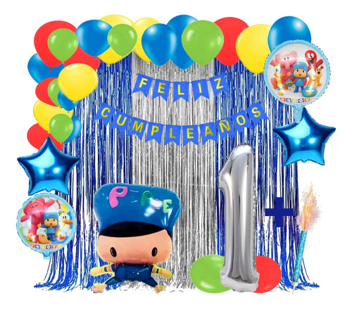 Globos Kit Pocoyo Decoración Cumpleaños Compatible