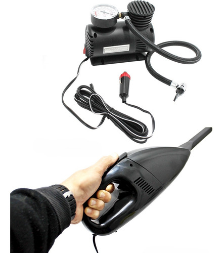Imagen 1 de 9 de Combo Compresor + Aspiradora 60 Aire 12v Auto Presión 300psi