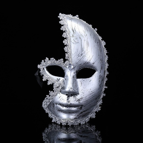 Máscara Veneciana Plateada/dorada Para Fiesta De Carnaval