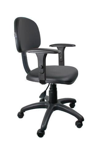 Imagem 2 de 2 de Cadeira de escritório Ultra Móveis Corporativo Secretaria couro ecológico com braço base preto preta com estofado de couro sintético