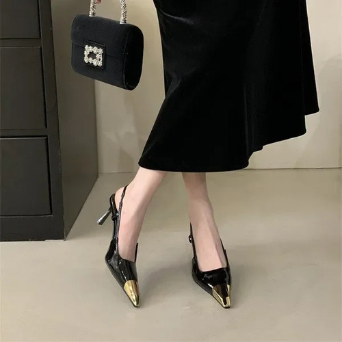 Sandalias De Tacón Alto Con Punta Puntiaguda - Zapatos De Mo