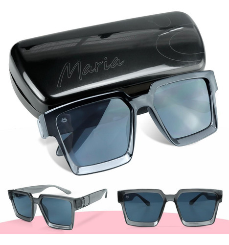 Gafas de sol Maria Square Vintage para mujer con funda G2