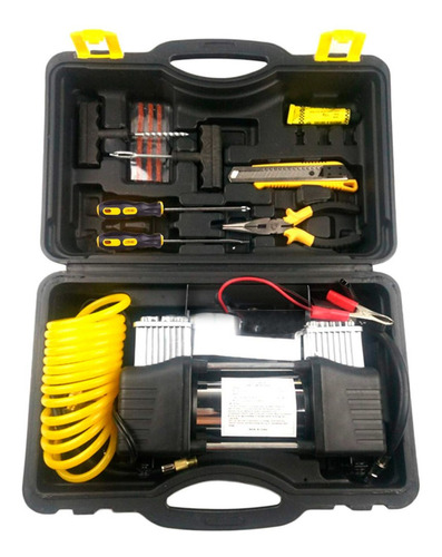 Kit Inflador De Aire 12 V Auto Vehiculo Maletin 150psi Color Negro