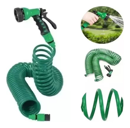 Manguera 30 Mts Espiral Expandible Casa Jardin Color Verde