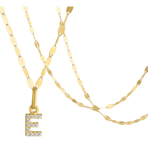 Collar Gargantilla Inicial Mini E 10k Con Cadena Oro 10k Oro Amarillo