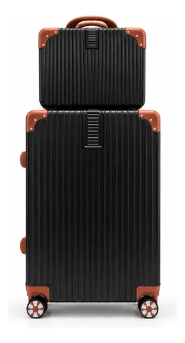 Mala De Mão 10kg +frasqueira Viagem De Bordo Avião Bagagem Preto Com Marrom
