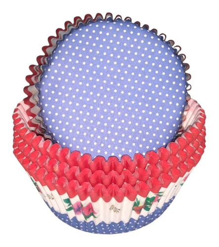 100 Capacillos Cupcake #72,rojo,blanco,azul Y Flores