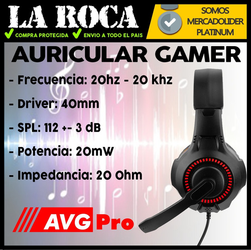 Auricular Gamer Led Microfono Xbox Pc Gaming Ps4 Games