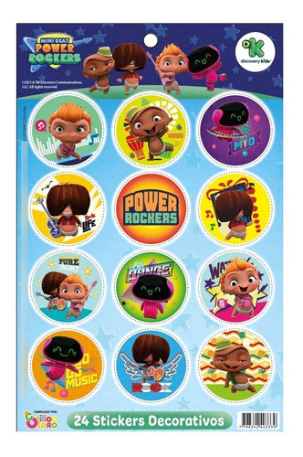 Plancha Stickers Para Cumple X 24u - Mini Beat Power Rocker