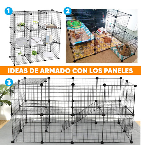 Imagen 3 de 8 de Panel Cubos Modulares Jaula Corral Deco Expandibles Metal X1