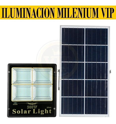 Lampara Reflector Led 300w Panel Solar Con Control Exterior