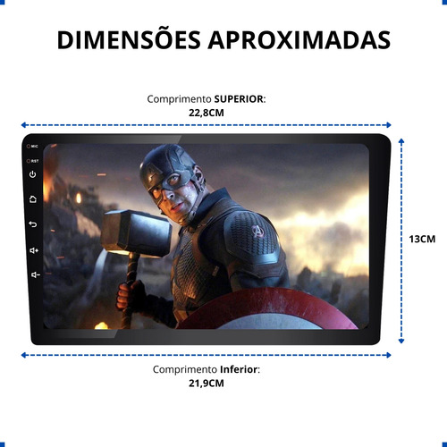 Multimídia Quadcore 9 Polegadas Espelhamento Celular Sem Fio