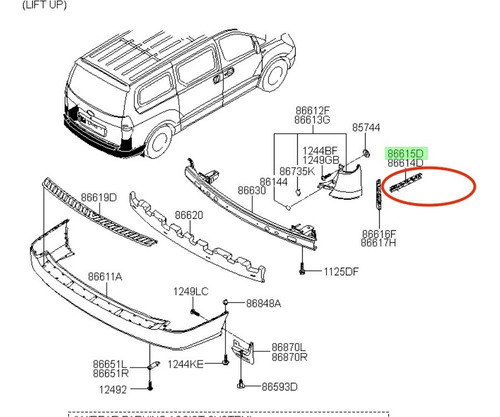 Guia Izq Parachoques Trasero Hyundai Original H1 2015 2019