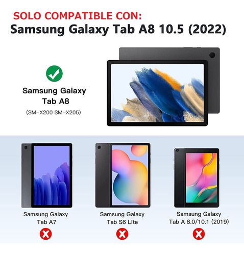 Funda Para Galaxy Tab A8 10.5 X200 Con Correa Pop It Negro