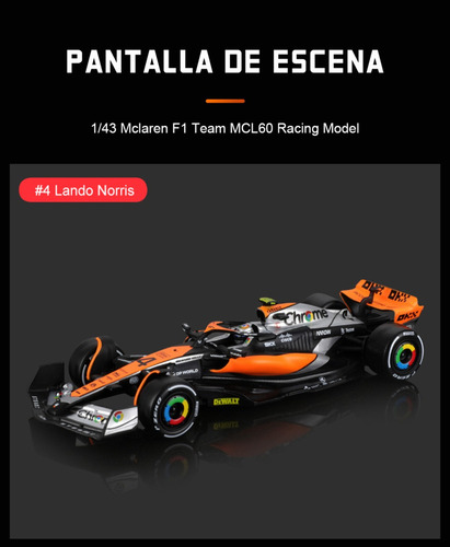 Bburago 1:43 2023 F1 Mclaren Mcl60 #4 Modelo De Coche Lan
