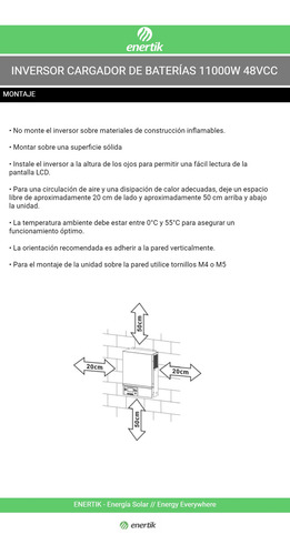 Inversor Cargador Solar 11000w Senoidal Pura Enertik