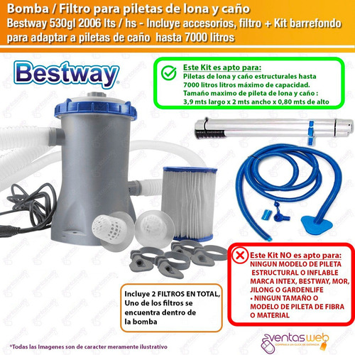 Bomba Pileta De Lona Filtro Con Barrefondo + Kit Completo !