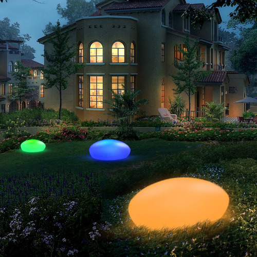 Luces Solares De Jardín Adoquín Rgb Impermeables Mmg