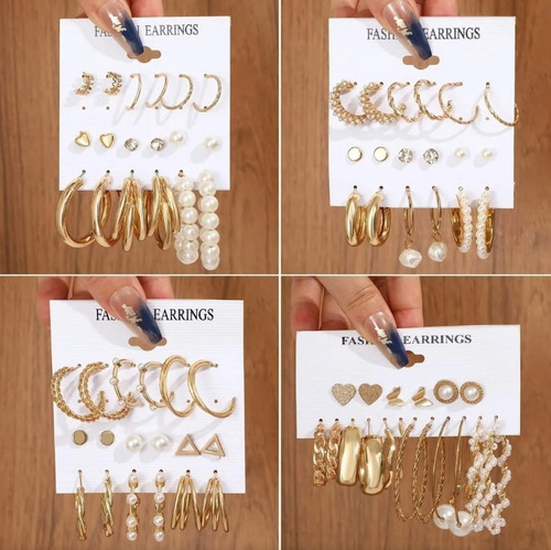 Aretes De Oro 36 Pares Pendientes Arracadas Redondo