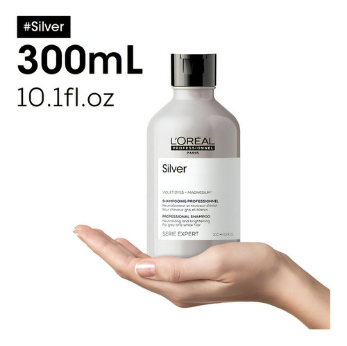  Loreal  Shampoo Cabello Canas Magnesium Silver 300 Ml 2 Pack