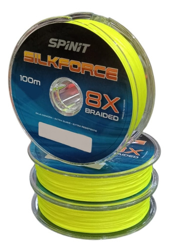 Multifilamento Spinit Silkforce 8x 16 Mm 20 Lb 100m Amarillo