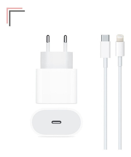 Cabo E Tomada Carregador Plug Usb C 20w Turbo Para iPhone Cor Carregador Cabo Branco