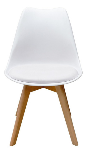 Mesa redonda moderna Croswood Eames + 4 cadeiras Capri brancas