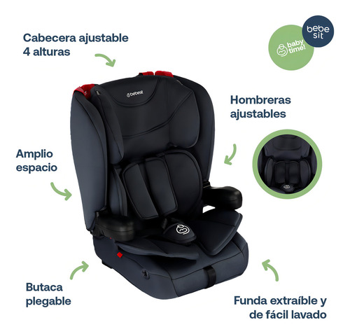 Autoasiento Bebe Bebesit Smart Fit Booster Silla Alzador Color Negro