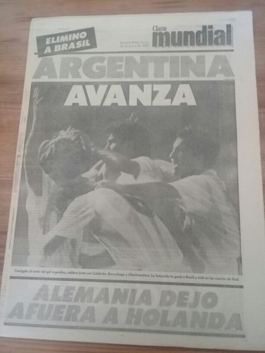 Suplemento Clarín Mundial 25 Junio 1990 Argentina 1 Brasil 0