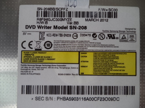 Gravador De Dvd Sn-208 Notebook Samsung Rv415 Cx150