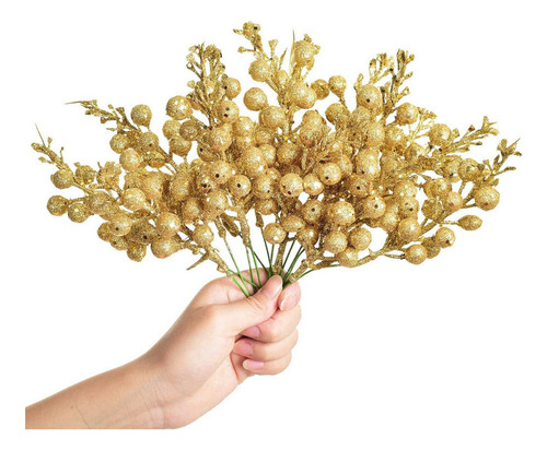 Paquete 30 Tallos Artificiales Bayas Con Purpurina Nav