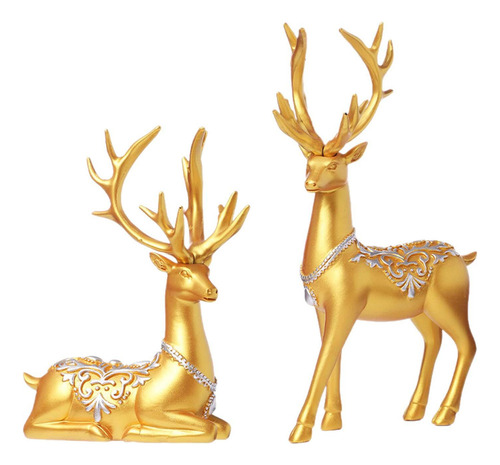 2x Colección De Figuras De Alce Adornos De Escritorio Para
