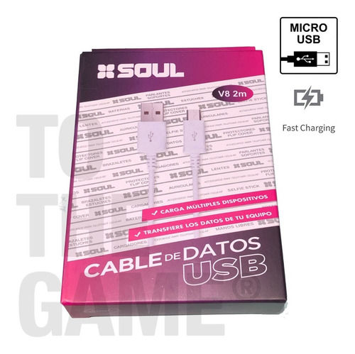 Cable Micro Usb Largo 2 Metros Carga Rapida Turbo Reforzado