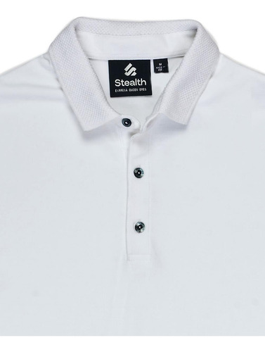 Polo Manga Larga Hombre Cuello Camisa Stealth Blanco
