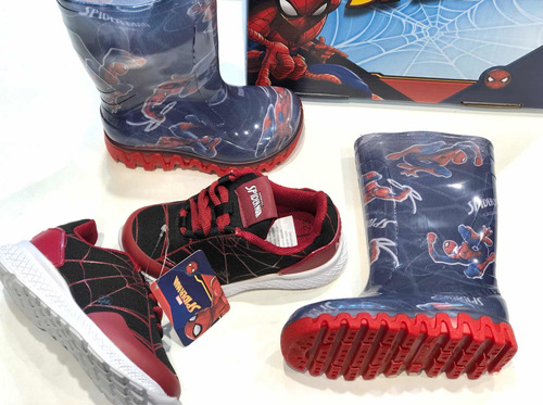 Zapatillas Spiderman Combo Botitas Lluvia Hombre Araña Promo