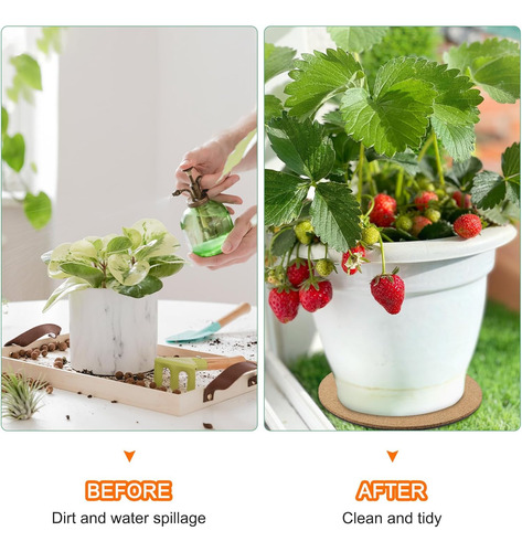 Paquete De 2 Posavasos De Corcho Para Plantas, Posavasos Red