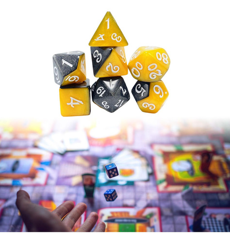 4 X 7 Piezas De Dados Poliédricos Dados De Juego Plata