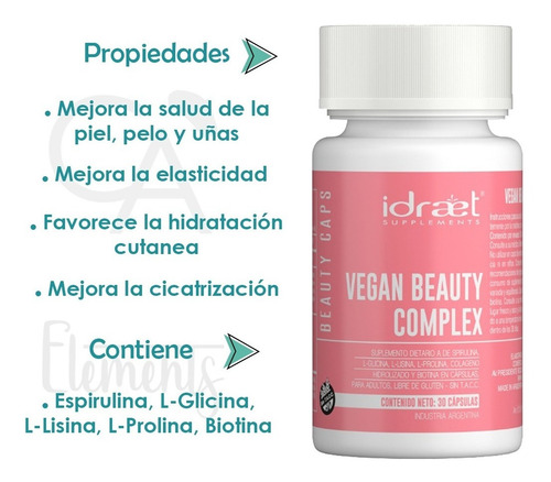 Imagen 2 de 10 de Vegan Beauty Complex Suplemento Dietario Idraet 30 Capsulas