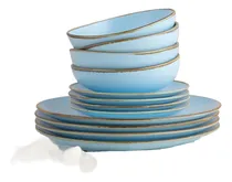 Comprar Set De Vajilla 12 Piezas Porcelana Premium Blue Matte Volf C