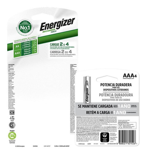 Imagen 6 de 6 de Cargador De Pilas Energizer Maxi + 4 Pilas Recargables Aaa