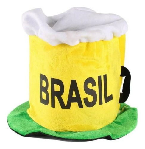 Chapéu Caneca Chopp Brasil Copa Do Mundo Cartola Torcida Cor Verde E Amarelo