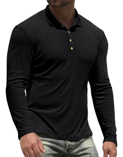 Playera Polo Casual Moda Para Hombre Slim Fit Manga Largo 