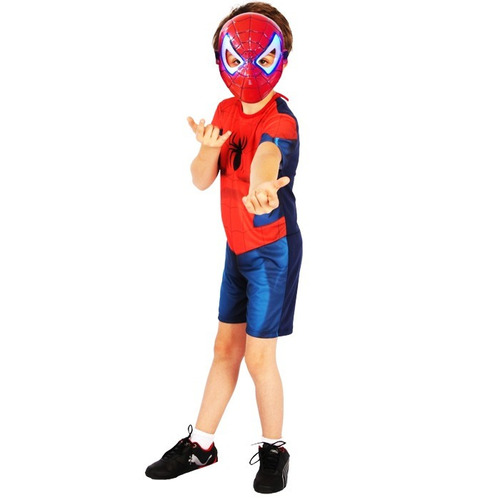 Fantasia Infantil Homem Aranha Ultimate Curta C/ Luz Led