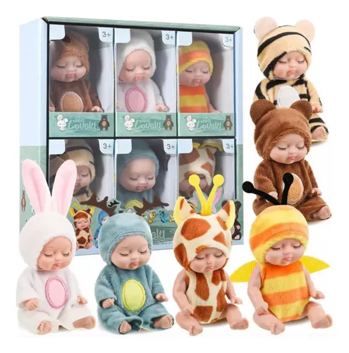 comprar Kit Com 6 Mini Bonecas Pijama Bebe Reborn Infantil Presentes
