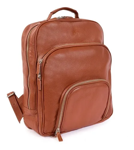 Mochila Cuero De Vaca Bolsillo Frente lemi Equipajes