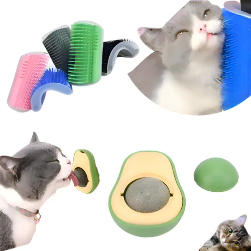 Kit 2 Brinquedos Para Gatos Coçador Escova Canto + Catnip Cor Sor...