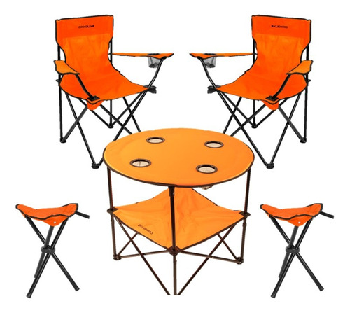 Set Camping Mesa+2 Sillones + 2 Bancos Exterior Calidad Prem